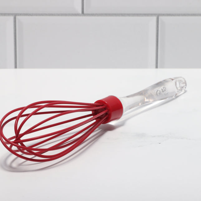 GLAD Silicone Egg Whisk in Red with Clear Handle