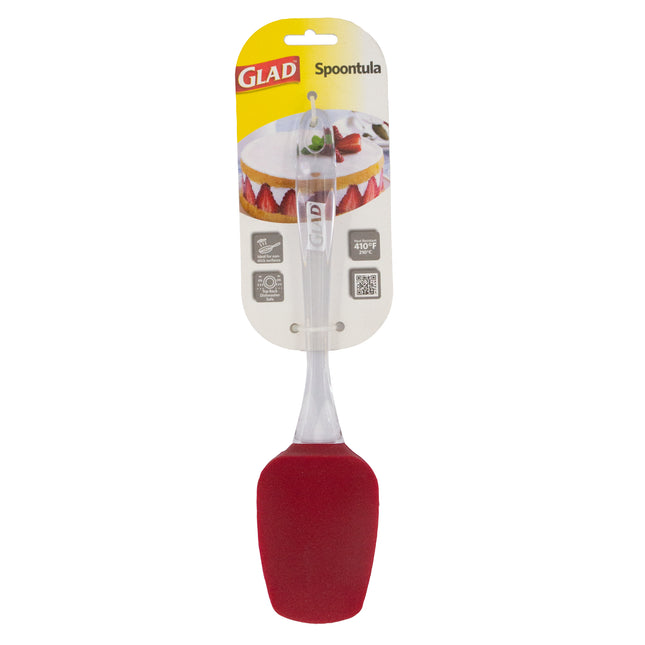 GLAD Silicone Spoontula in Red with Clear Handle.