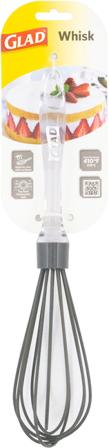 GLAD Silicone Egg Whisk in Grey with Clear Handle