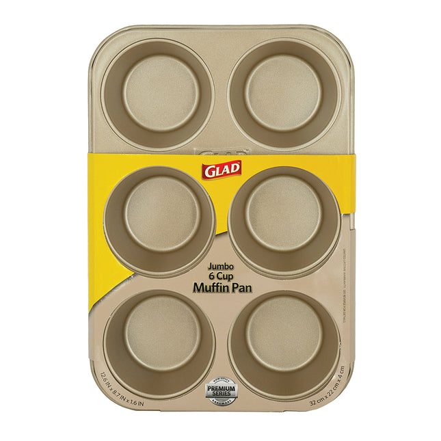 Glad® Premium 6-Cup Muffin Pan Gold 12.44 X 8.39 X 1.57In
