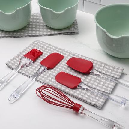 GLAD Silicone Spatula in Red with Clear Handle.