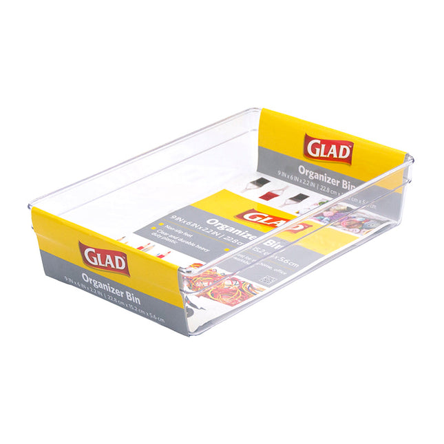 Glad Org Bin W Nonslip Feet Rect Clear 9x6x2.2in