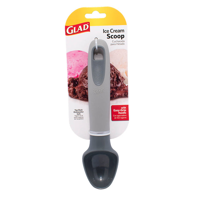 Glad Ice Cream Scoop W Easy Grip Handle Grey