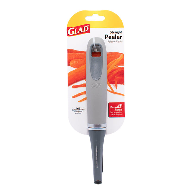 Glad Straight Peeler W Easy Grip Handle Grey