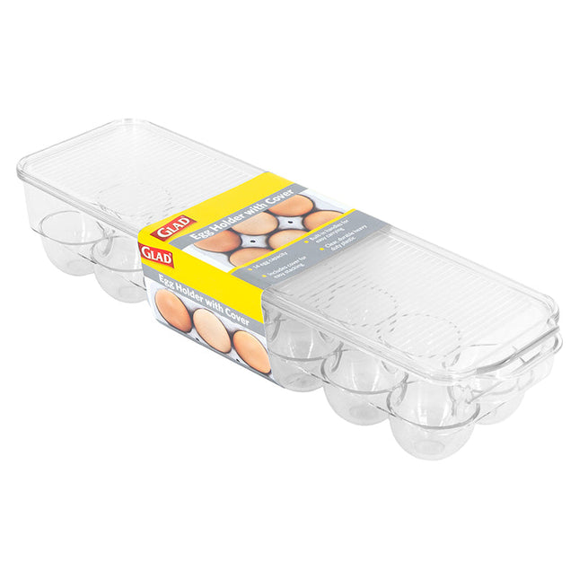 Glad Fridge Org Egg Holder W Cover Clear