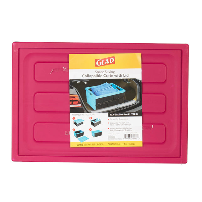 Glad Collapsible Storage Box W/ Lid 48l Grapes Purple