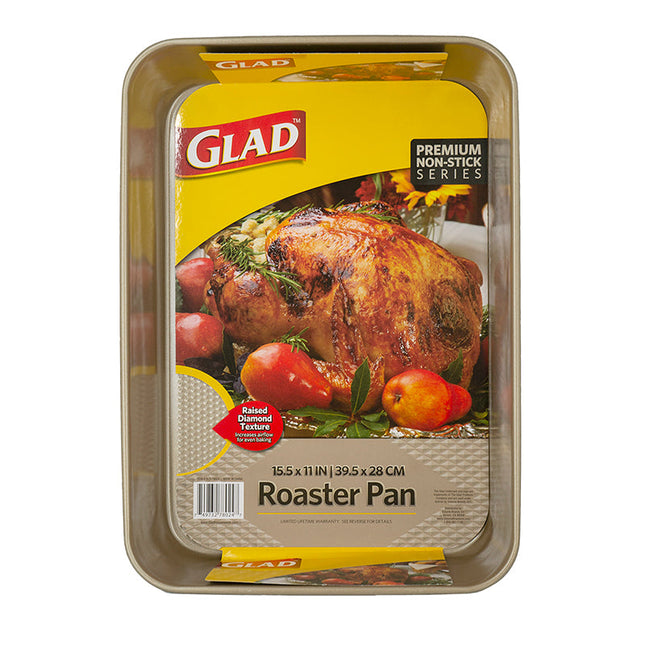 Glad Premium Roaster Pan Gold 15.5x11x3.1in