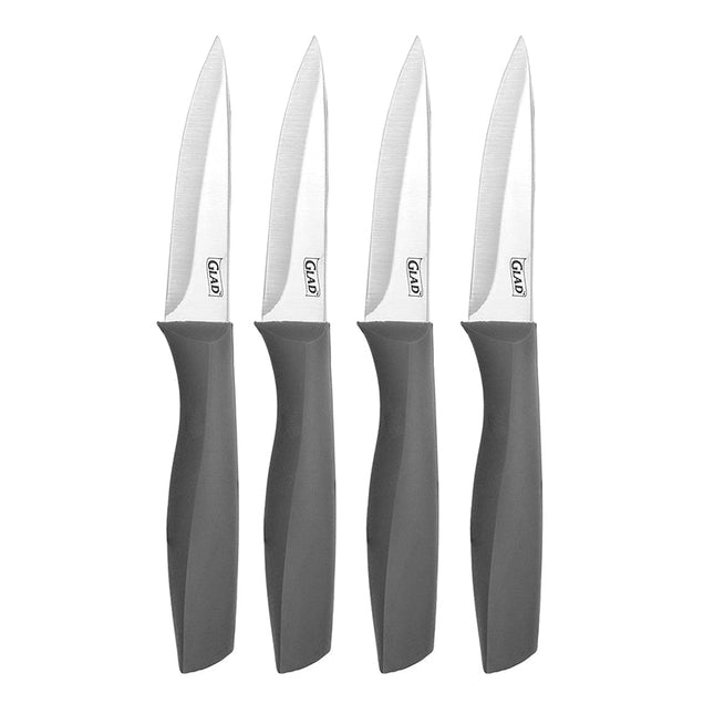 Glad Tpr Handle Paring Knife Set 4pc Gray