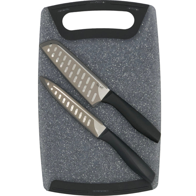 Glad Cutting Board W/ Knife Set 5pc Black