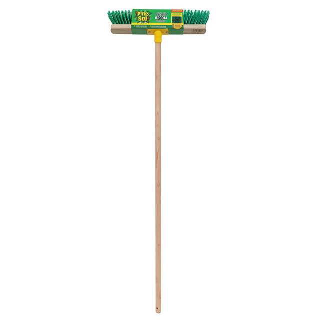 Pine-Sol Push Broom 16in Wood Handle