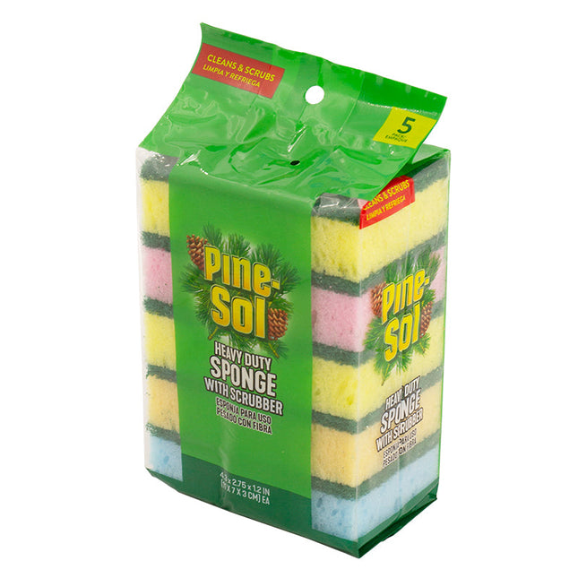 Pine-Sol Sponge W/ Scrubber Asstd Clr 5pk